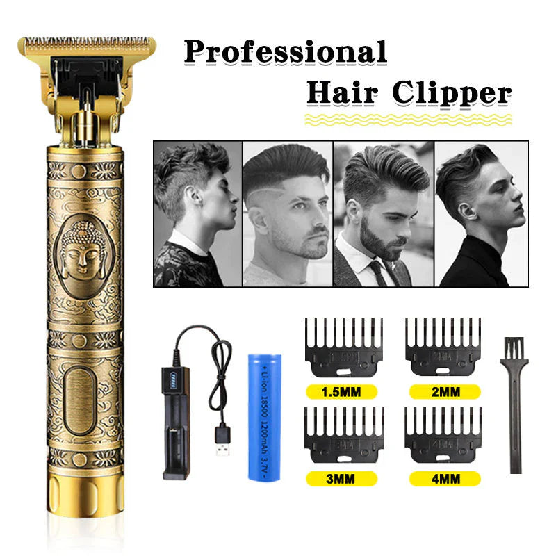 GOLDEN METAL BLADE T9 TRIMMER RECHARGEABLE & WATERPROOF